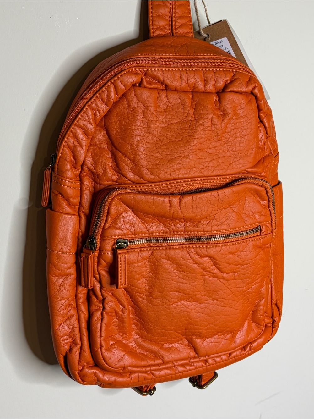 Vegan Leather Orange Backpack by Ampere Creations